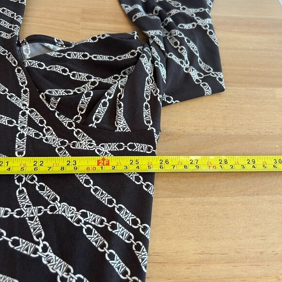 Michael Michael Kors Plus Size 3X Chain-Print Cold-Shoulder Top - Chocolate - Picture 10 of 12